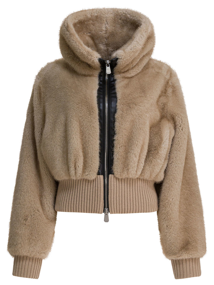 Pinko Faux Fur Bomber Jacket Jackets and Coats - Beige | 08eb205d0fb6b6c23f2fa44722266b94bcdfb6e8