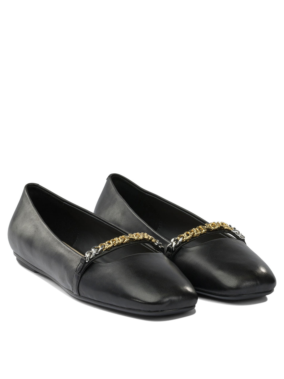 Pinko Leather Ballet Flats With Square Toe Ballerinas - Nero | 488137383d65cc7755faf5abd6735ab00002e938
