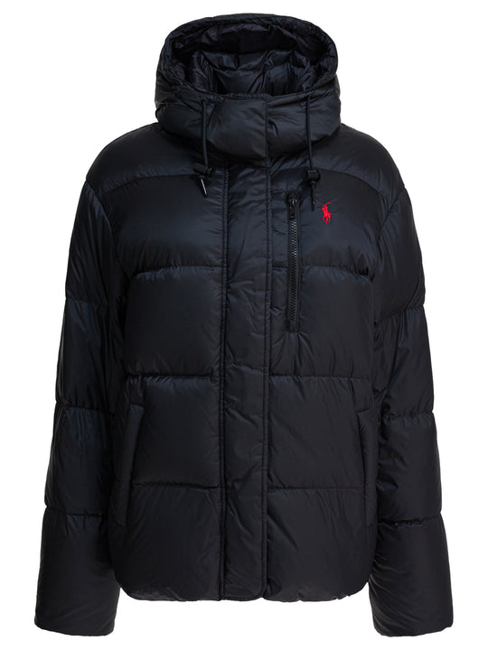 Down Jacket With Logo Jackets And Coats Nero