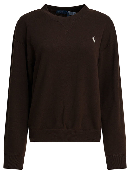 Crewneck Sweatshirt With Pony Sweatshirts Marrone