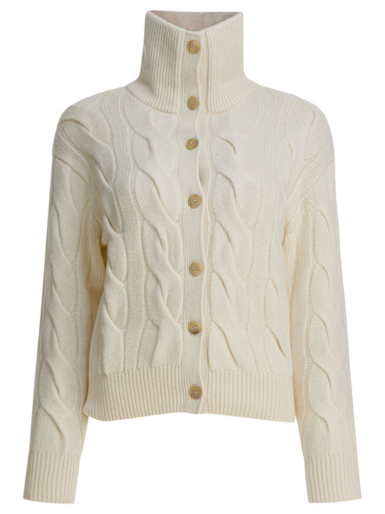 Cardigan In Cashmere Knitwear Bianco