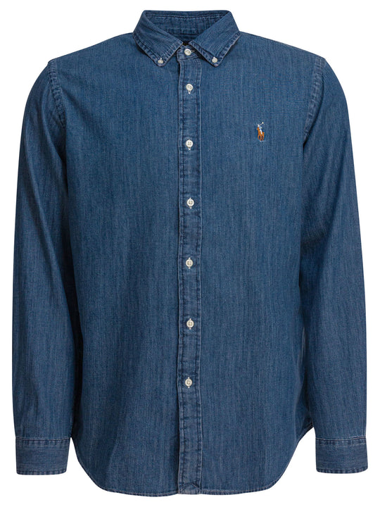 Custom Fit Denim Shirt Shirts Light Blue