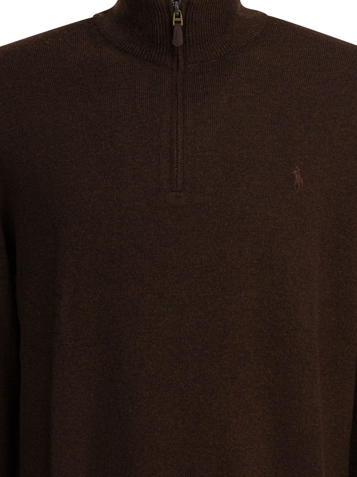 Polo Ralph Lauren Wool Sweater With Zipper Knitwear - Marrone | 231e124275fe91f70f9aac18d61685ca3f43edf8