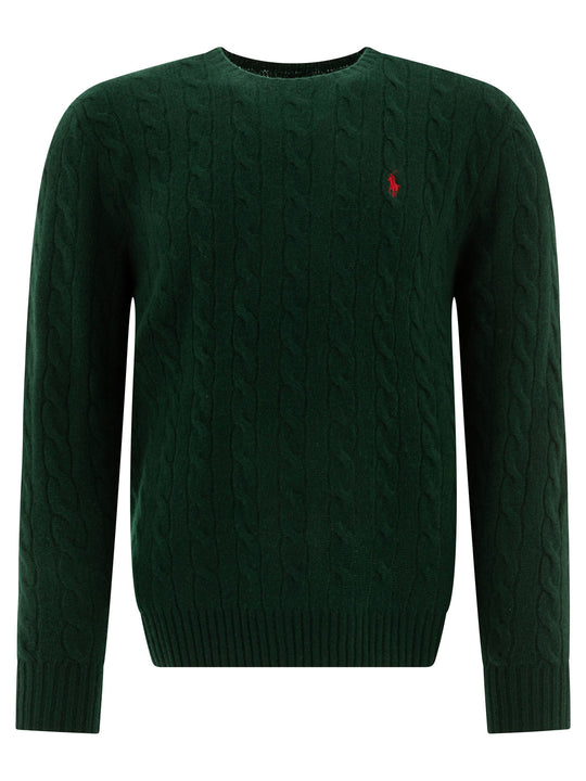 Wool And Cashmere Crewneck Sweater With Logo Knitwear Verde