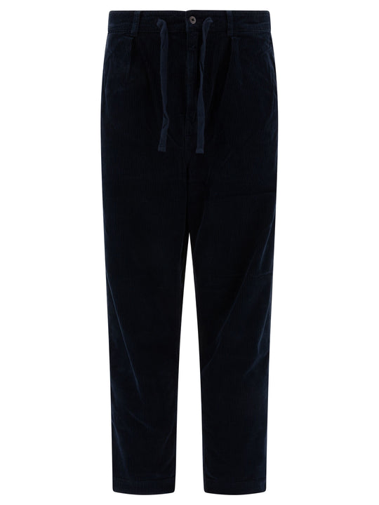 Pleated Corduroy Trousers Blu