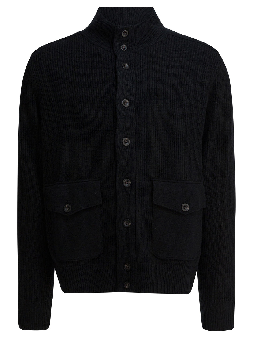 Polo Ralph Lauren Wool Cardigan With Mock Neckline Knitwear - Nero | 6b3128872e403a25e725ed535bb171c66b1f540f