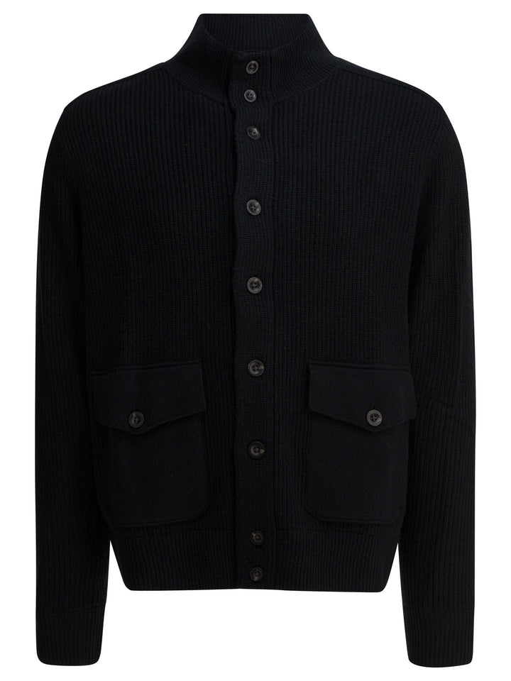 Polo Ralph Lauren Wool Cardigan With Mock Neckline Knitwear - Nero | 6b3128872e403a25e725ed535bb171c66b1f540f