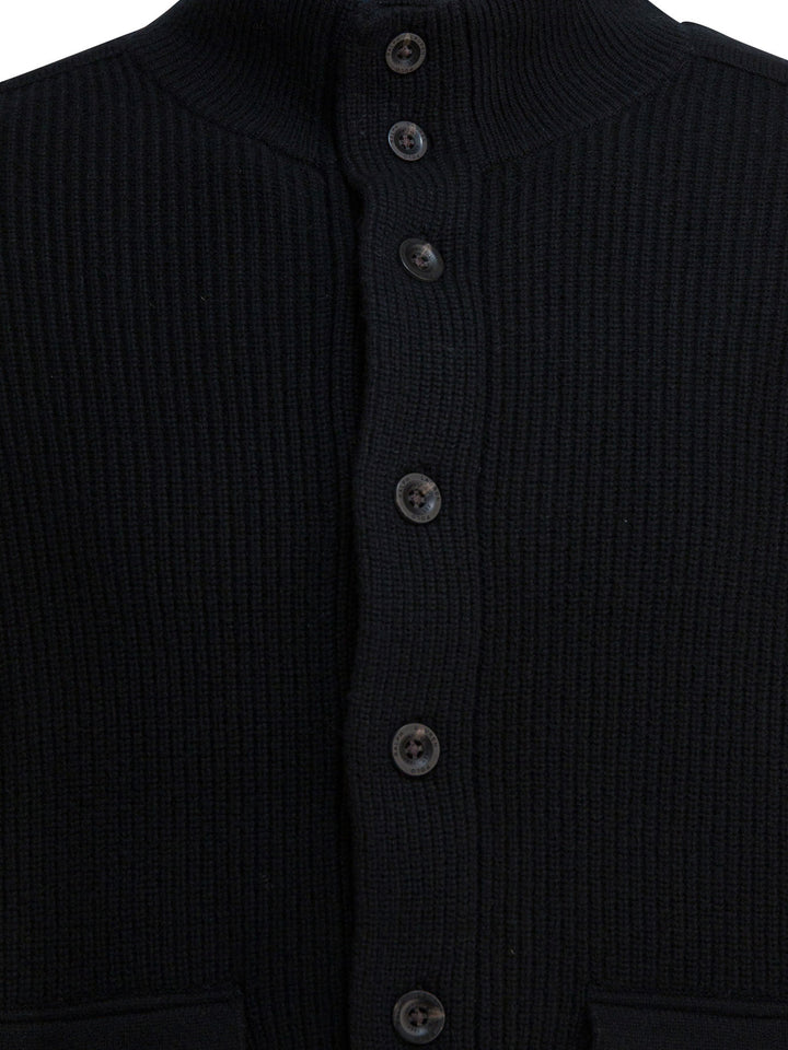 Polo Ralph Lauren Wool Cardigan With Mock Neckline Knitwear - Nero | acf251ea4b6175026d27cc5eee7354a44c5055ec