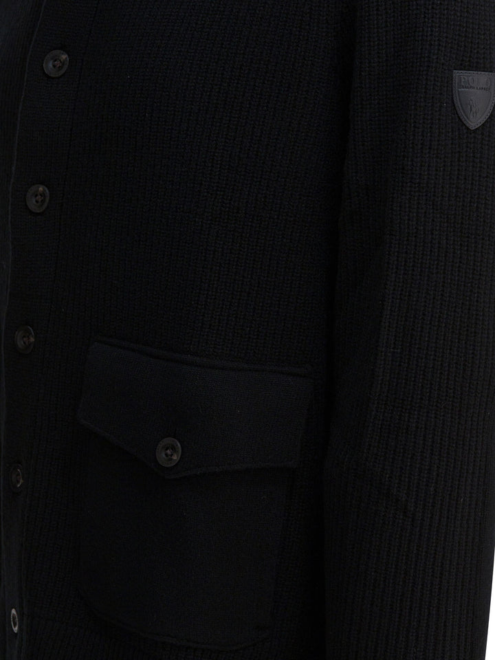 Polo Ralph Lauren Wool Cardigan With Mock Neckline Knitwear - Nero | 3bf2148f0435c0d179b98db68a81d7df01523202