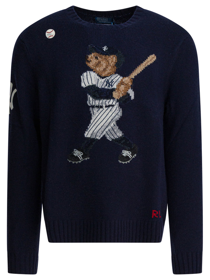 Polo Ralph Lauren Yankees Bear Knitwear - Blu | dc3462a1d436c1b949aa1523837c0fa002e52958