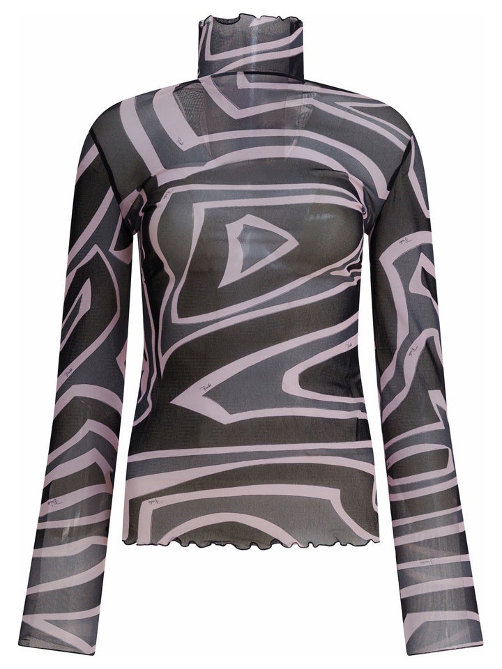 Pucci Labirinto Print Tulle T-Shirt T-shirts - Nero | 17f6033bfa6b778d6f9c00a0bd488b4f211fe85f