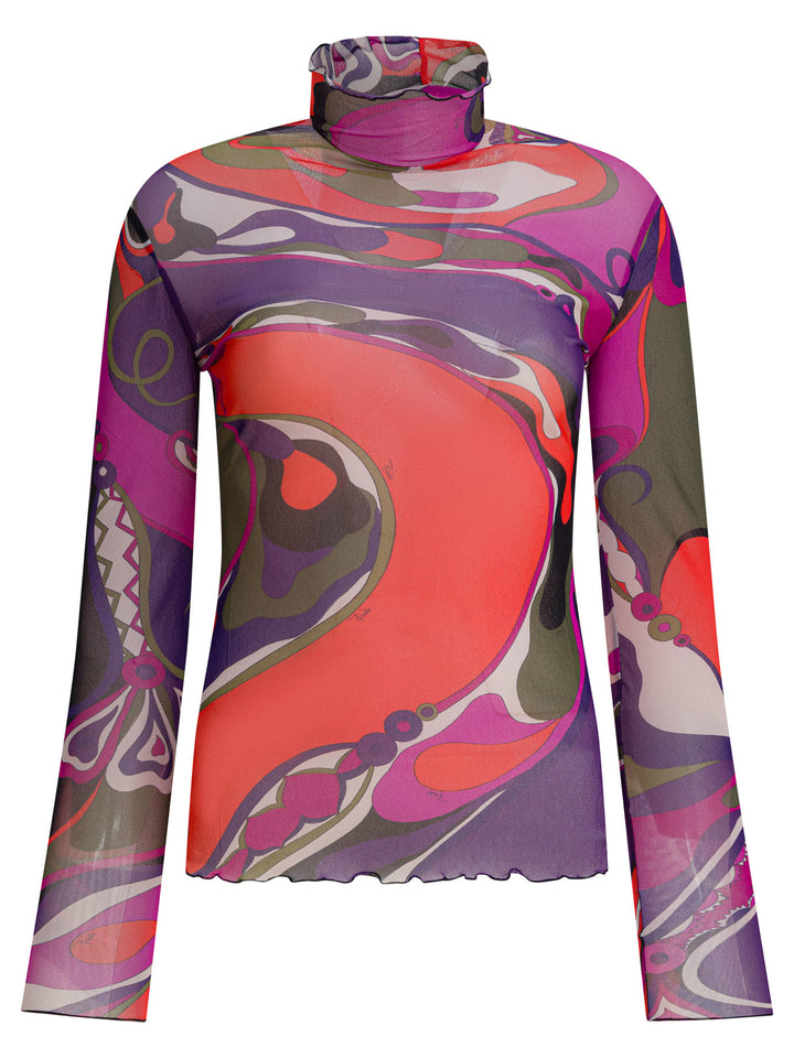 Pucci Orchidee Print Tulle T-Shirt T-shirts - Viola | 958ca87663ea652b4fac9ce2b6253abf919e129d