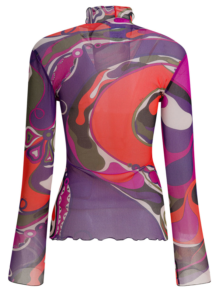 Pucci Orchidee Print Tulle T-Shirt T-shirts - Viola | 71662a5fb35218d0aaba7530d29099235115d1b7