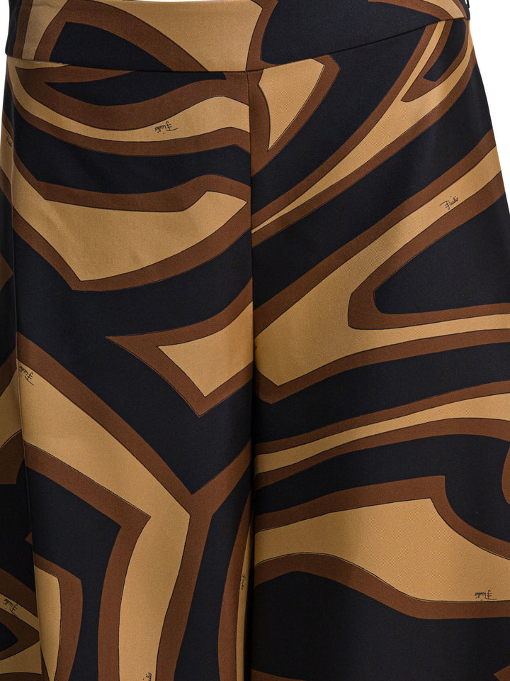 Pucci Labirinto Print Silk Wide Pants Trousers - Nero | 66b1af06c21c87676b7ee36d3196f9c46ae127c4