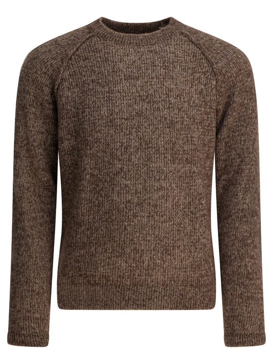 Wool Crew Neck Sweater Knitwear Marrone