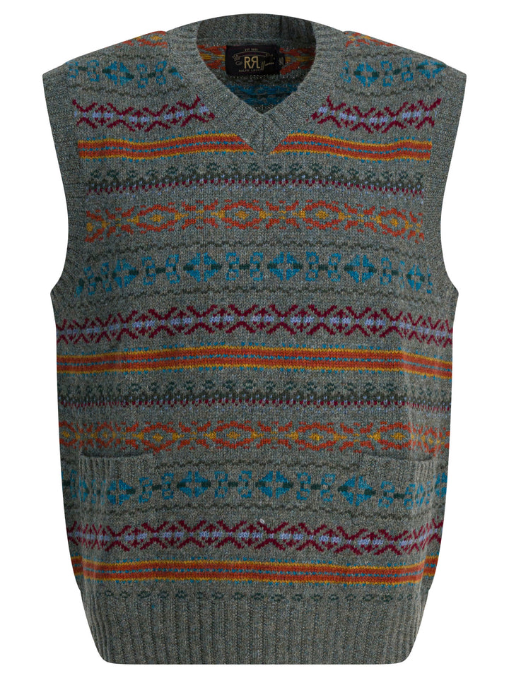 Rrl By Ralph Lauren Fair Isle Wool Vest Knitwear - Blu | 38208a713e420054025cbd9a6eeca0ff6e6ea7f8