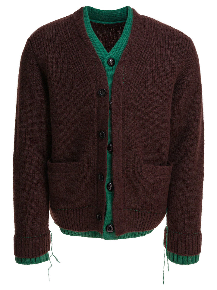 Sacai Wool Blend Cardigan Knitwear - Marrone | 708e3c86529035d04d7e4f4d6b2d35dff6e7d3ad