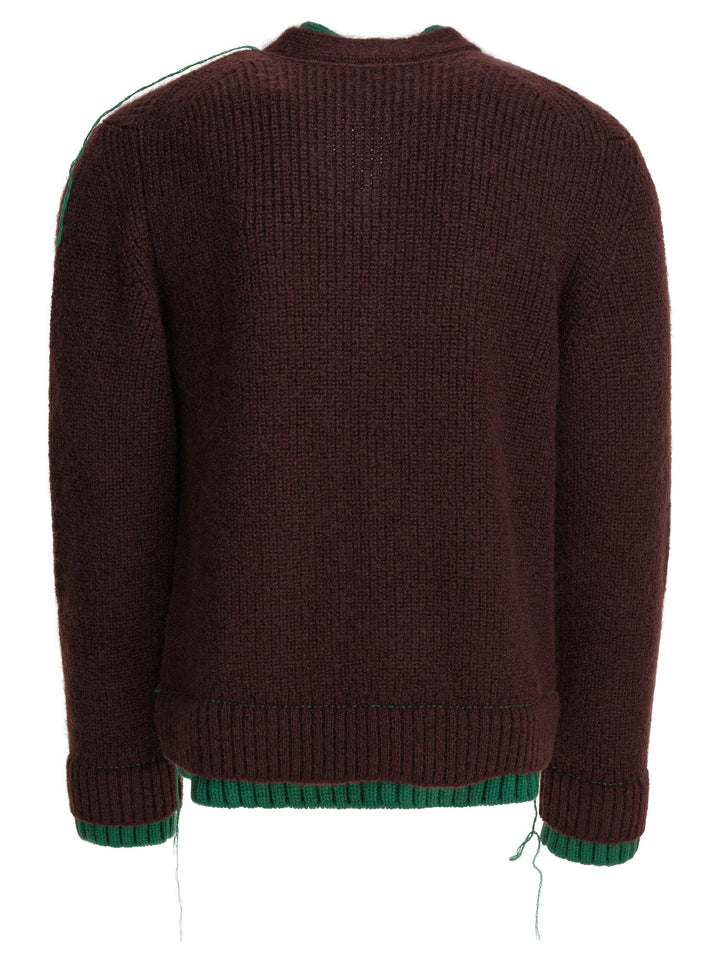Sacai Wool Blend Cardigan Knitwear - Marrone | d0434621e718a3c97835dc89a616335835571156