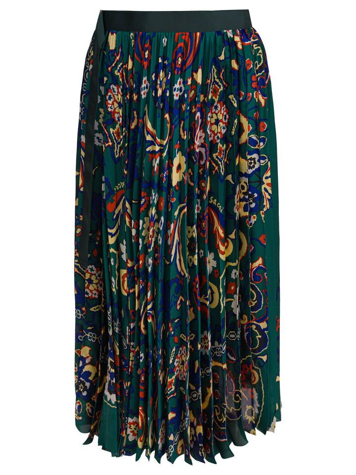 Sacai Floral Print Skirt Gonne - Verde | 6219be694d1ff08bbc2842805d38f2b8264ef012