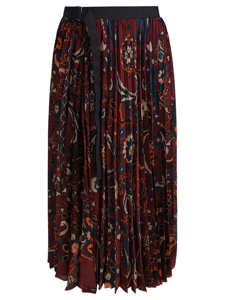 Sacai Floral Print Skirt Gonne - Bordeaux | 6e9a239e3305017aef50d3798a7c62ccae8c7fc9