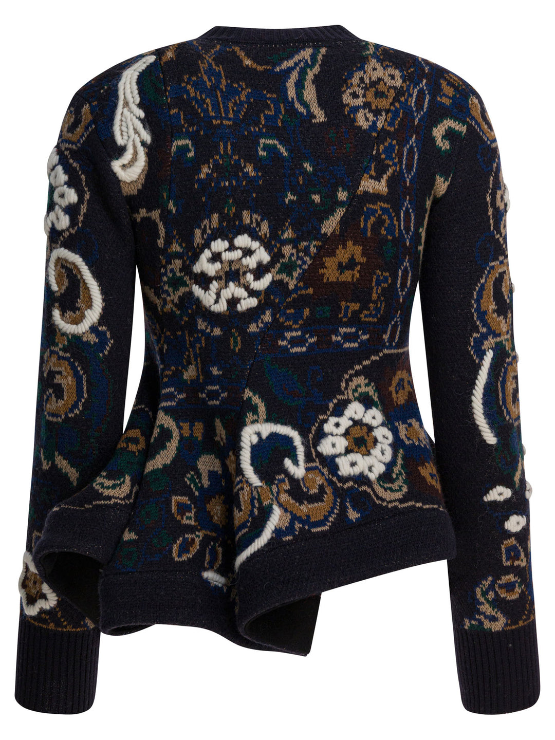 Sacai Floral Jacquard Knit Sweater Knitwear - Blu | 54654a298bfb66e560677f8590736f02f81c70d2