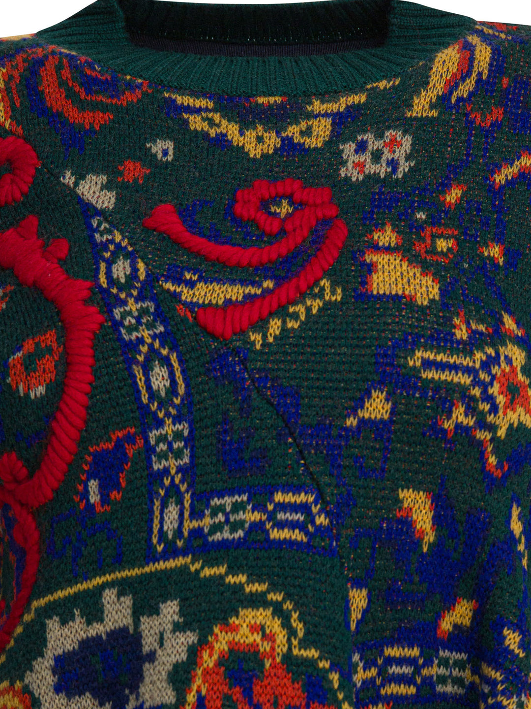 Sacai Floral Jacquard Knit Sweater Knitwear - Verde | 8e404f8424808c0333a9d9976a1491de804cd6c2