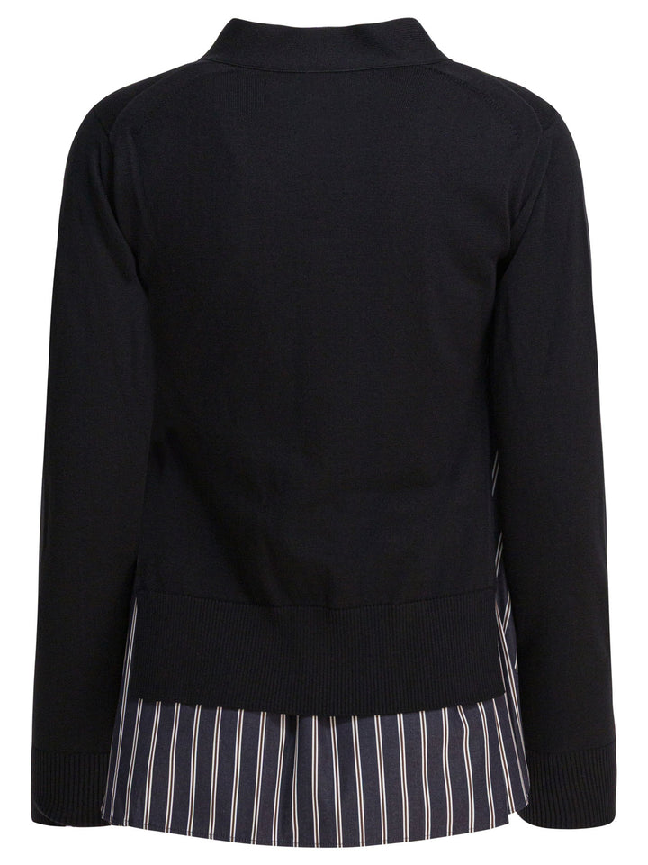 Sacai Cotton Cardigan Knitwear - Nero | 4db83e8b54cdfca896f1341fd00e39b491388028
