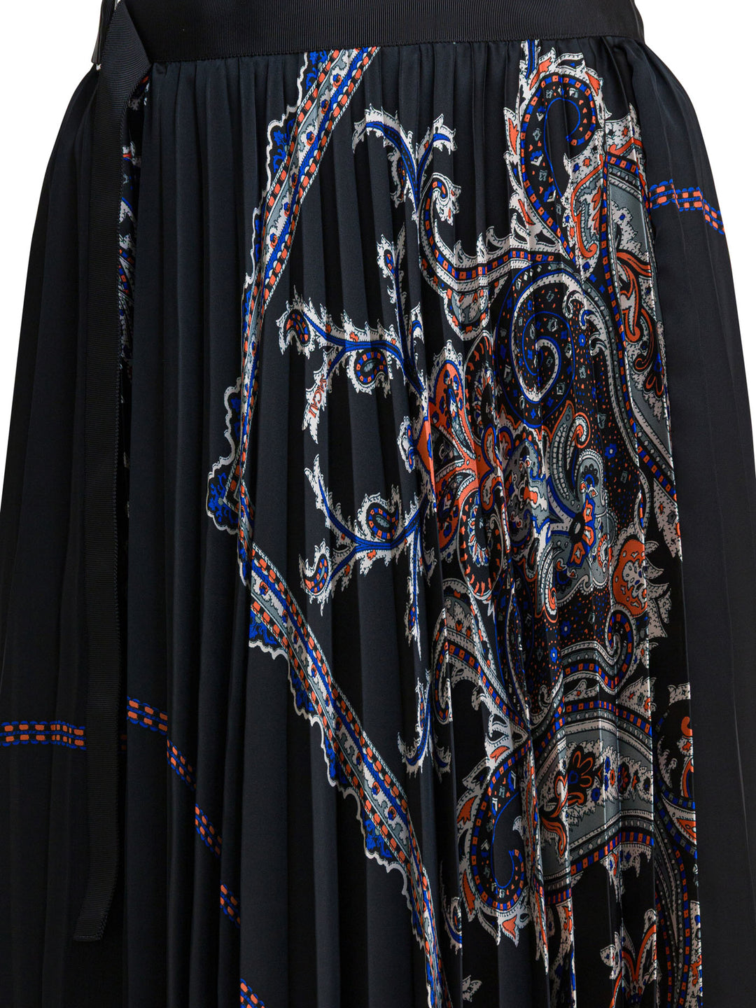 Sacai Pleated Skirt With Paisley Print Gonne - Nero | 8f0c9bd5e61a11128652ff6f8f1c649d109f7a71