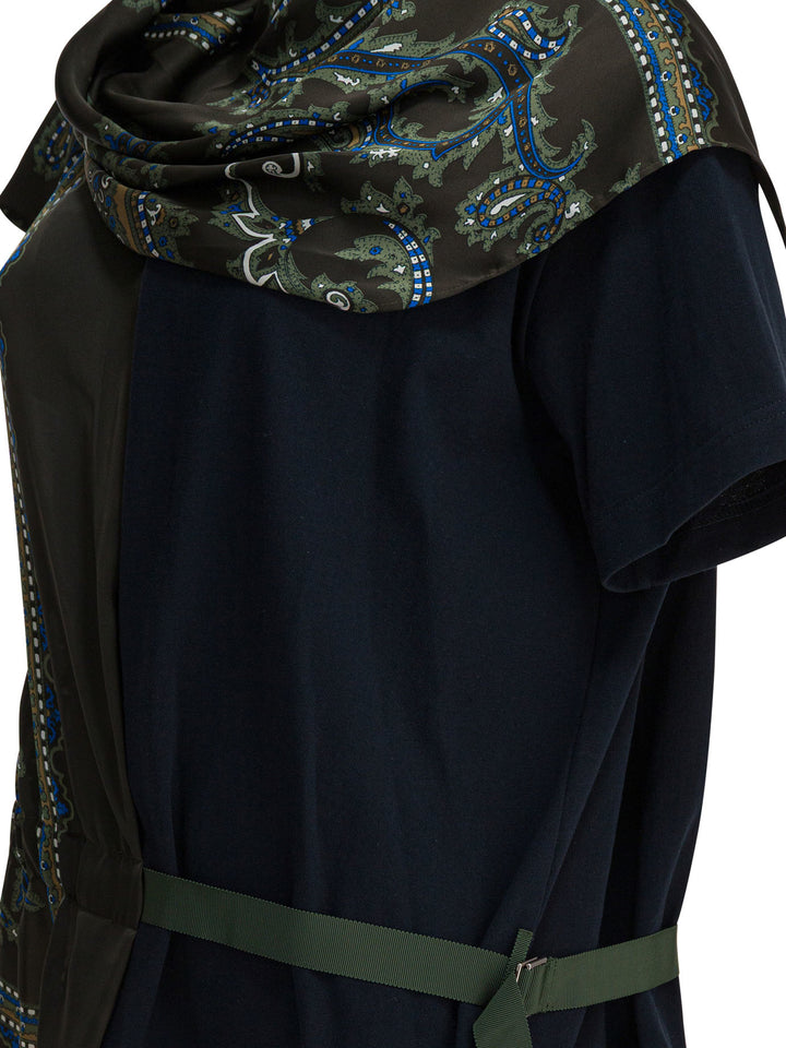 Sacai Cotton T-Shirt With Paisley Print T-shirts - Blu | c99dabb2ea14c8ee6acc87849576966b2456446e