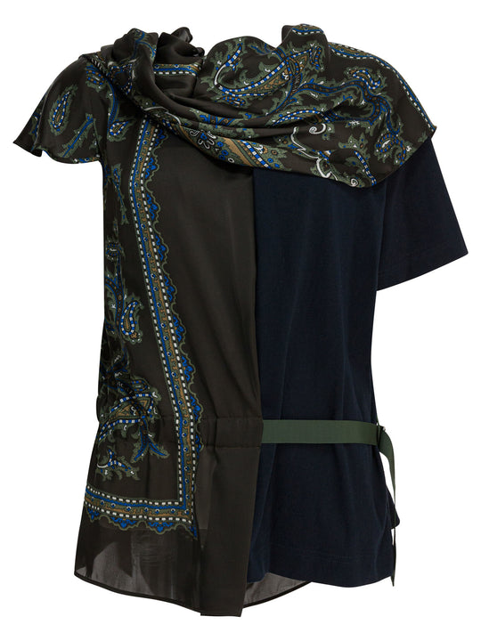 Cotton T-Shirt With Paisley Print T-Shirts Blu