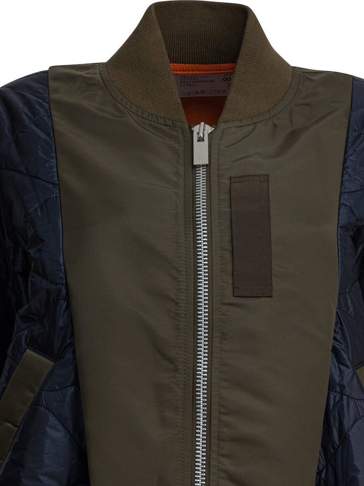 Sacai Bimaterial Bomber Jacket Jackets and Coats - Verde | b0e3ed093b2cfb6fd83b4ec20ef9076dea650539
