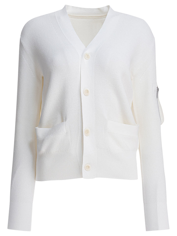 Sacai Cotton Cardigan Knitwear - Bianco | 92291af13d07c630cfc419d875f0dcd154b06a43
