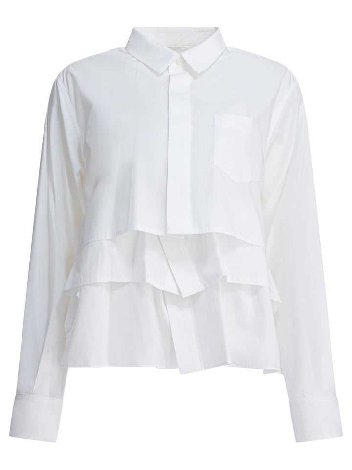 Sacai Cotton Popline Shirt Shirts - Bianco | a7c95b3cd45d0a6e9d412559ed6fd88e0160261d