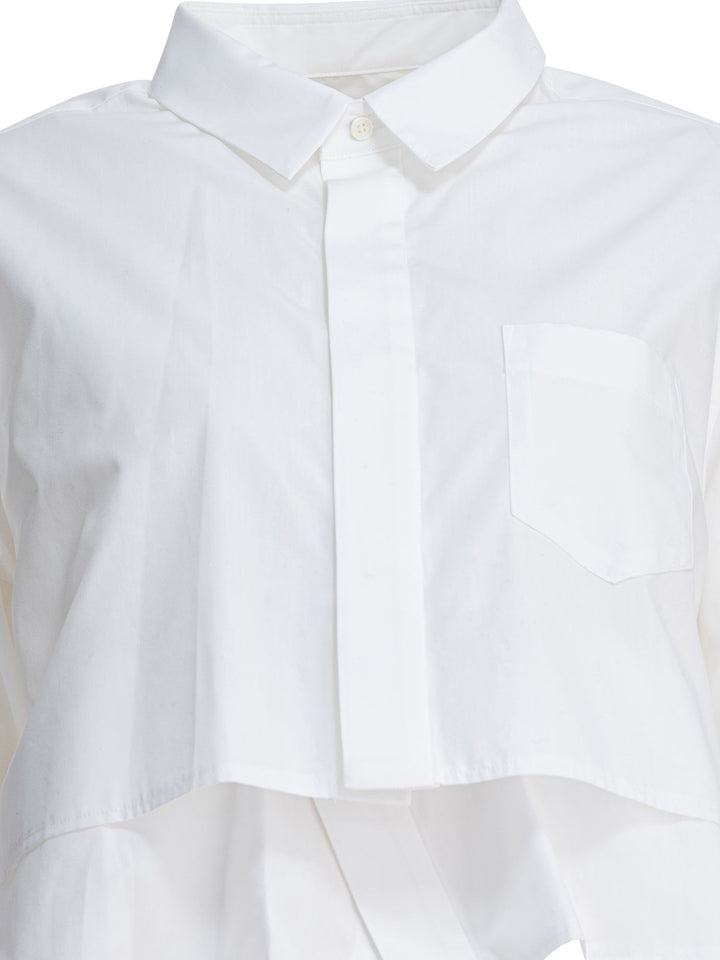 Sacai Cotton Popline Shirt Shirts - Bianco | 4ae702c9901a7c6048fdaf58417dd56e235414aa