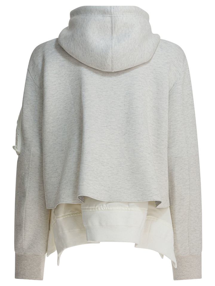Sacai Cotton Zippered Sweatshirt Sweatshirts - Grey | 995b3f23414efed2aa71923e7931a9591cbd6269