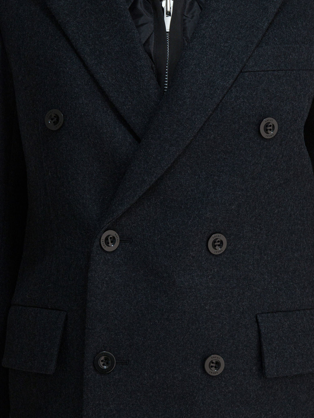 Sacai Long Wool Coat Jackets and Coats - Grey | f932415c8d55a9f78b9a002095314c9fa2003046
