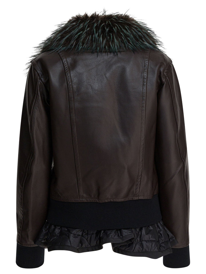 Sacai Convertible Leather Jacket Jackets and Coats - Marrone | 560d1a22fdeab2d6a80229e1eedd30ad2be6af48
