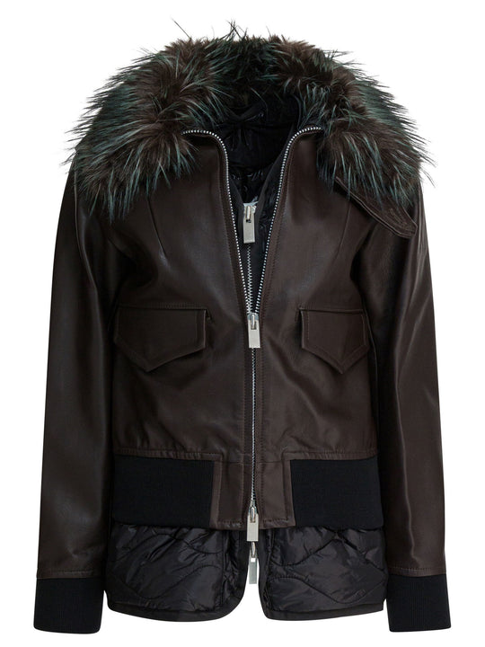 Convertible Leather Jacket Jackets And Coats Marrone