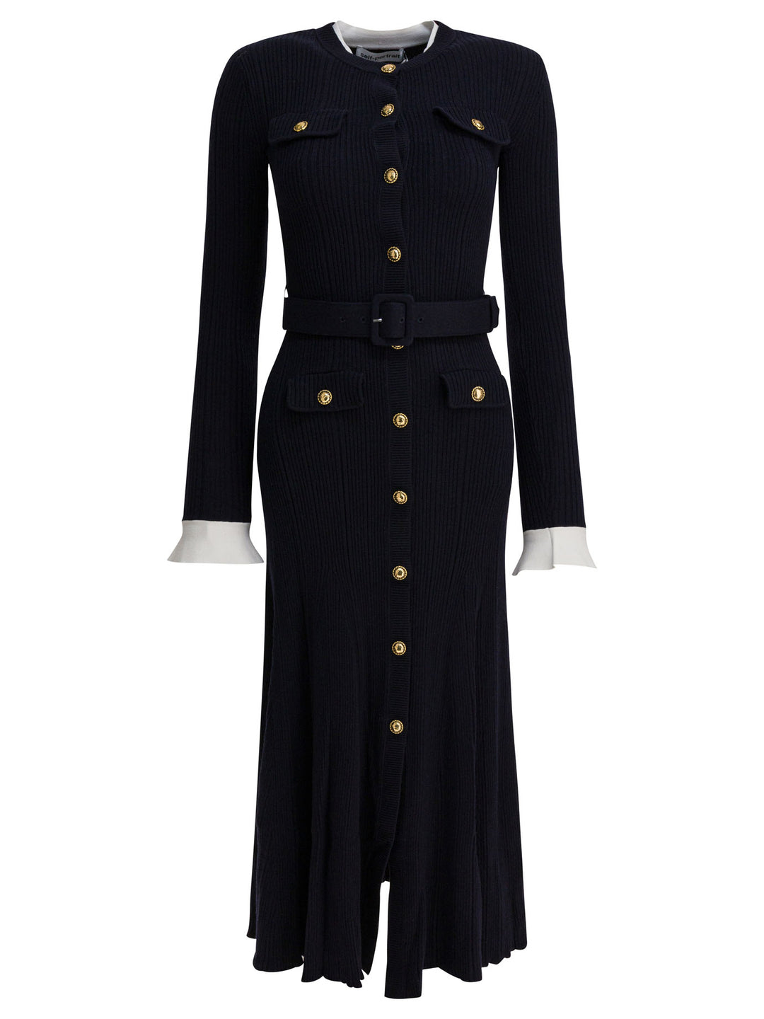 Self-Portrait Viscose Knit Midi Dress Abiti - Blu | a691b15cb2c355fa1371d11ec930473734d21560