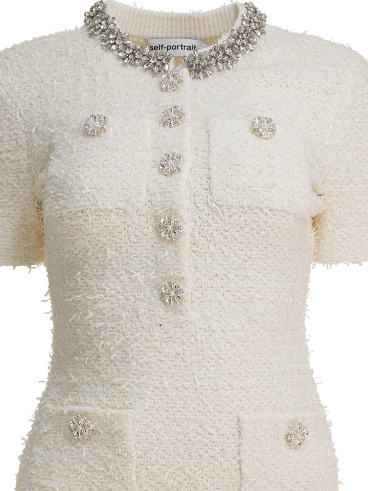 Self-Portrait Short Knit Dress Abiti - Beige | 4890f8cfc562512d6c70cd822c5bf7eb59d500d3