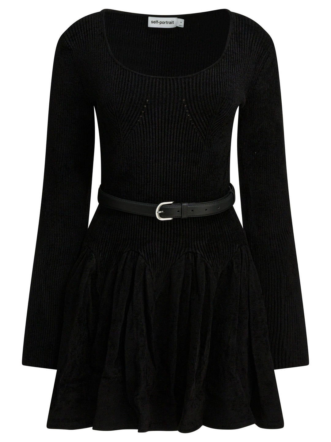 Self-Portrait Knitted Flared Dress Abiti - Nero | 0f2915a17cfe6b7048d28c4354915f1ffeca5d96