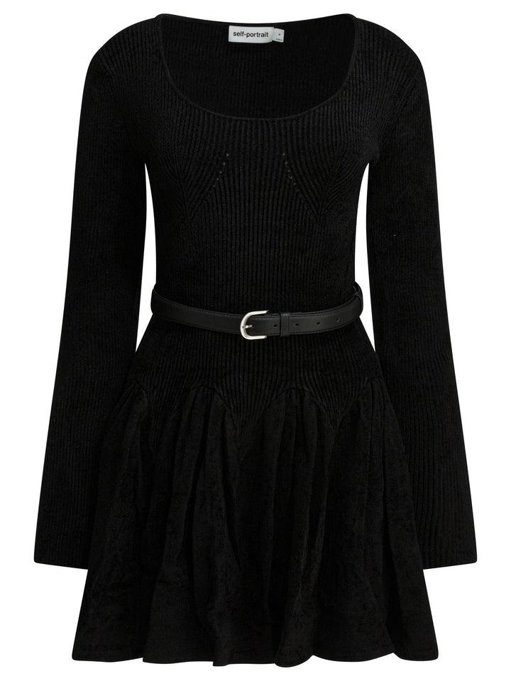 Self-Portrait Knitted Flared Dress Abiti - Nero | 0f2915a17cfe6b7048d28c4354915f1ffeca5d96