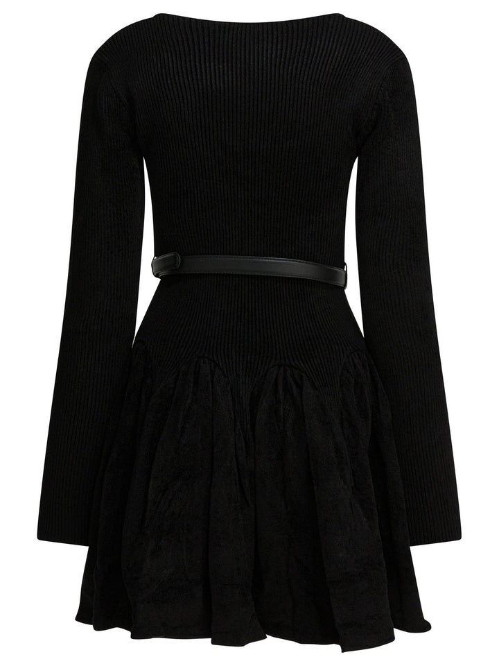 Self-Portrait Knitted Flared Dress Abiti - Nero | f608feecae28de35919e2d14b74728f055904e14