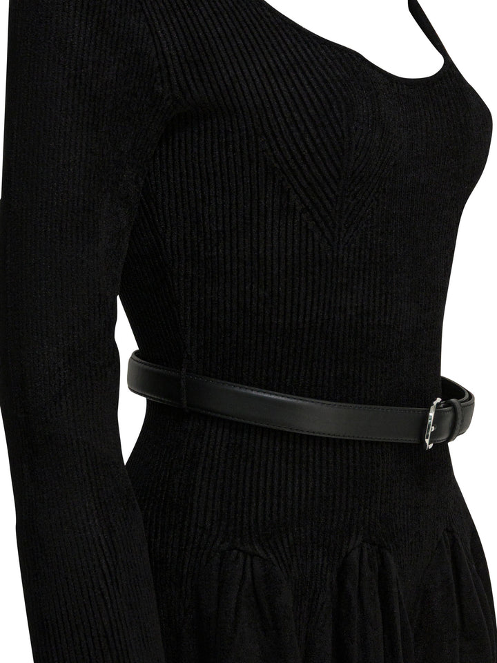 Self-Portrait Knitted Flared Dress Abiti - Nero | c1e067ab89bb825fe3bd9ef6f588b01477645339