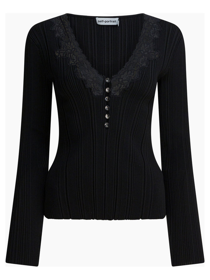 Self-Portrait Top With Lace Top - Nero | 4ca19b5c7f92206a6beb6ff2e280b4a68ac72398