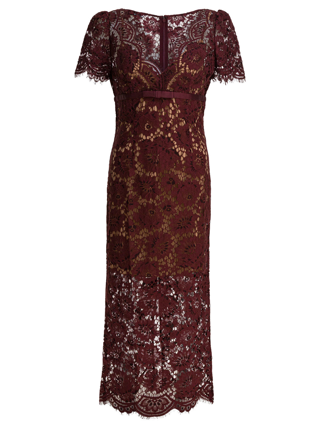 Self-Portrait Floral Lace Midi Dress Abiti - Bordeaux | ada30577ec4c1cc3fe811349667bd96525cdabb9