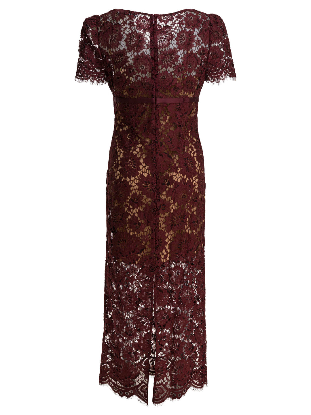 Self-Portrait Floral Lace Midi Dress Abiti - Bordeaux | 900eda1db0fb0bfa5de1f87cd9f5cf76141b4b75