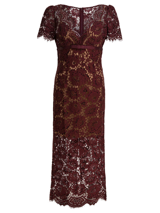 Floral Lace Midi Dress Abiti Bordeaux