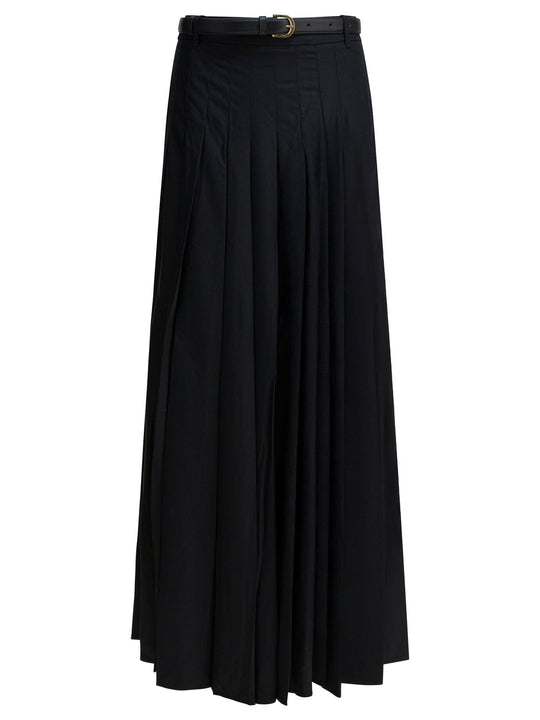 Long Pleated Skirt Gonne Nero