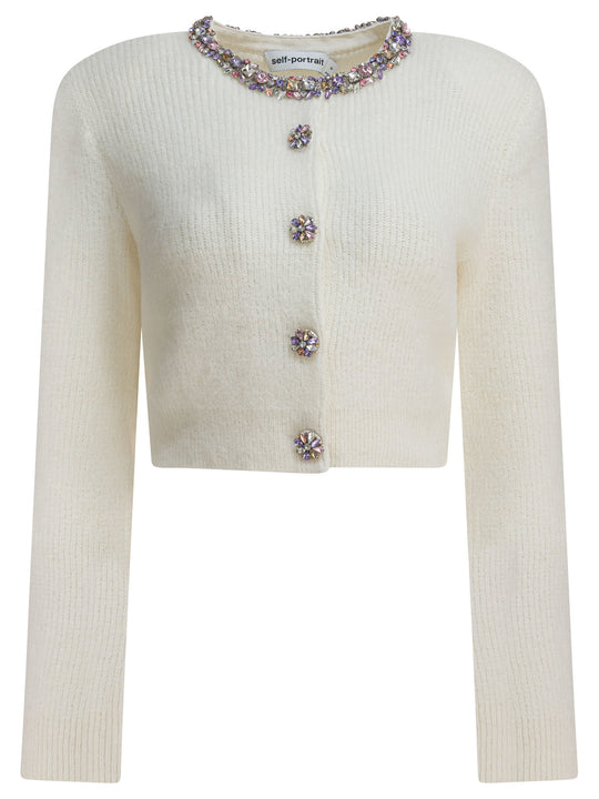 Embellished Wool-Blend Cardigan Knitwear Beige